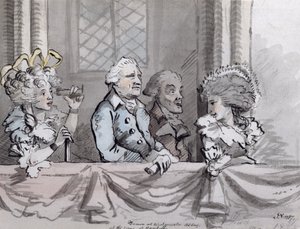 Karikatur des Publikums bei der Gedenkfeier für Händel in der Westminster Abbey, 1787 von John Nixon