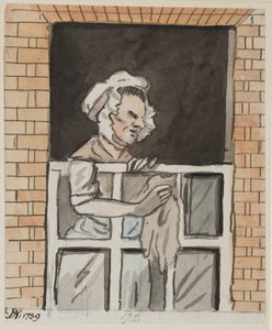 Magd putzt Fenster, 1789 von John Nixon