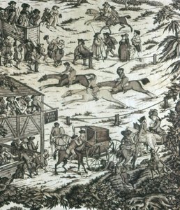 Pferderennen im Turf Inn (Dekorationsstoff) von John Nost Sartorius
