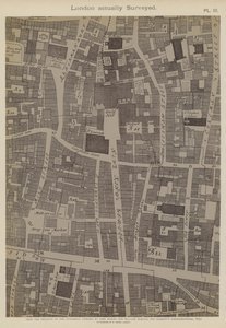 Karte eines Teils der City of London, die den Standort der Guildhall zeigt von John Ogilby