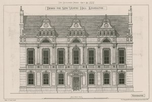 Entwurf für die neue Vestry Hall, Kensington, London von John Oldrid Scott