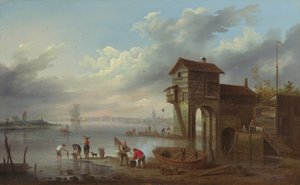 Ein Blick auf das Schleusenhaus in Liverpool von John Pennington