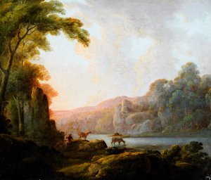 Landschaft am See mit Rindern von John Rathbone