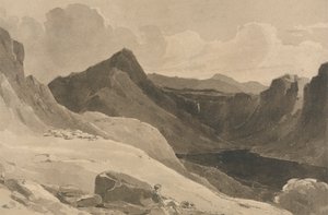 Eine Berglandschaft mit einem Hirten
