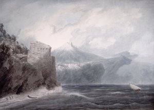 Das Schloss von Salerno, nahe Cetara (Aquarell auf Papier)