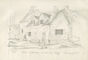 Stafford - Altes Cottage in Back Walls: Feder- und Tintenzeichnung, 1836 von John Robert Fernyhough
