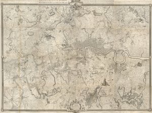 Eine genaue Vermessung der Städte London, Westminster, des Stadtteils Southwark und des Landes in einem Umkreis von zehn Meilen von John Rocque