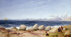 Piräus, das Grab des Themistokles und zerstörte Denkmäler mit Blick auf die Insel Salamis