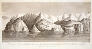 Cape Byam Martin, Pofsefsion Mount und Cape Fanshawe, entdeckt am 1. September 1818 von der HMS Isabella, Illustration aus 
