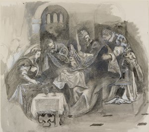 Zeichnung von Tintorettos Beschneidung in der Scuola Grande di San Rocco, August 1869 von John Ruskin