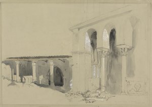 Der Große Platz in Torcello, 1850 (Feder, Tinte und Waschung über Graphit mit Gouache auf braunem Velinpapier) von John Ruskin