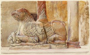 Der Greif, der den nördlichen Schaft des westlichen Eingangs des Doms trägt, Verona, 18.-28. Juni 1869 von John Ruskin