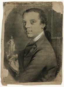 Junger Mann, der eine Statuette hält von John Russell