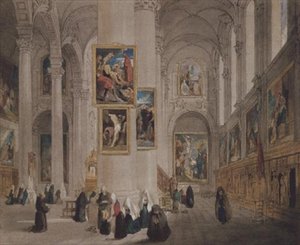 Innenansicht einer Kirche in St. Rombaut Malines von John Scarlett Davis