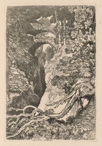 Liber Studiorum: Platte 10, Die Teufelsbrücke, Cardinganshire, 1838 von John Sell Cotman