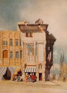 Alte Häuser mit Figuren