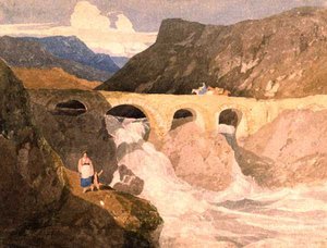 Straße nach Capel Curig, Nordwales von John Sell Cotman