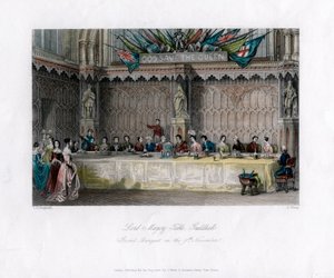 Der Tisch des Lord Mayor, großes Bankett, Guildhall, City of London, 19. Jahrhundert von John Shury
