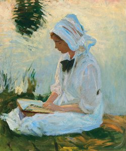 Mädchen liest am Bach, ca. 1888 von John Singer Sargent