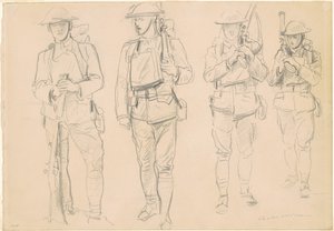 Studien für den Kriegseintritt [recto], 1918 von John Singer Sargent
