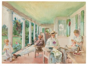 Die Piazza; Auf der Veranda, um 1921-22 von John Singer Sargent