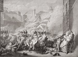 Der Tod von Major Peirson in St. Helier, Rückeroberung von Jersey von den Franzosen, 8. Januar 1781, aus 