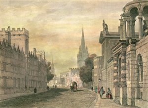 Die High Street, Oxford, graviert von G. Hollis, 1835 von John Skinner Prout