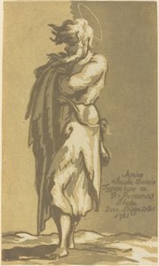 Männlicher Heiliger mit verschränkten Armen, nach links gewandt von John Skippe after Parmigianino