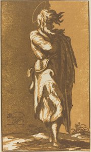 Männlicher Heiliger mit verschränkten Armen, nach rechts gewandt von John Skippe after Parmigianino