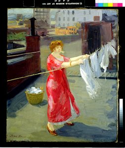 Rotes Kimono auf dem Dach von John French Sloan