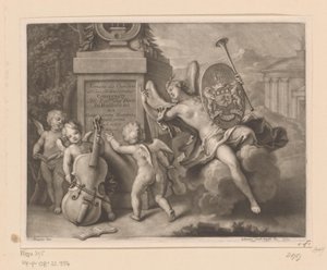 Engel mit Musikinstrumenten bei einem Denkmal