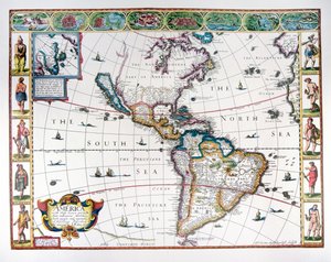 Karte der westlichen Hemisphäre im Jahr 1626 von John Speed