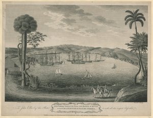 Blick nach Süden auf die Stadt und den Hafen von Lucea in der Gemeinde Hanover auf der Nordseite von Jamaika