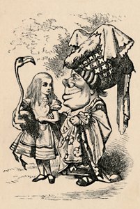 Alice trägt den Storch und spricht mit der Herzogin, 1889 von John Tenniel