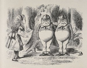 Alice trifft Tweedle Dee und Tweedle Dum zum ersten Mal von John Tenniel