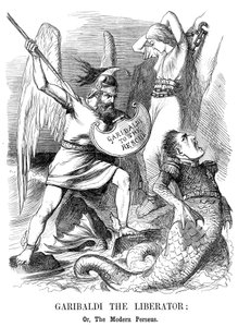 Giuseppe Garibaldi, Eroberung von Sizilien und Neapel für das neue Königreich Italien, 1860 von John Tenniel