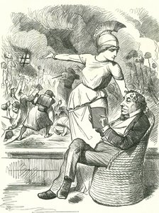 Neutralität unter Schwierigkeiten: Benjamin Disraeli, britischer konservativer Premierminister, weigert sich, Maßnahmen im Russisch-Türkischen Krieg zu ergreifen. John Tenniel Karikatur aus 