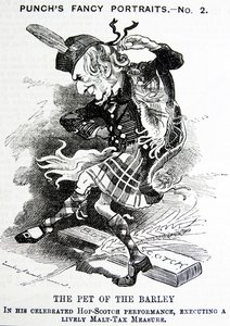 Politische Satire, die William Ewart Gladstone darstellt
