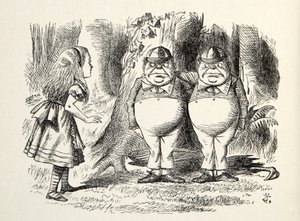 Tweedledum und Tweedledee, Illustration aus Durch den Spiegel, von Lewis Carroll (1832 - 98), 1872 von John Tenniel