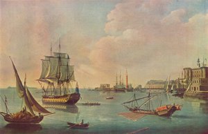 Englische Kriegsschiffe im Hafen von Malta, ca. 1805 von John Thomas Serres