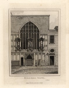 Guild-hall Kapelle, wieder aufgebaut 1440, Teil der Guildhall aus dem 12. Jahrhundert in London von John Thomas Smith
