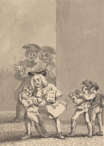 Hogarth, verfolgt von Barry und einem Freund, wurde dabei erwischt, wie er einen Jungen zum Kampf anstachelte, um absichtlich seinen ängstlichen Gesichtsausdruck einzufangen von John Thomas Smith
