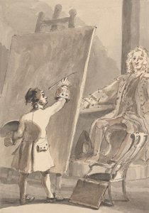 Hogarth malt sein Bild von Captain Coram für das Findelhaus von John Thomas Smith