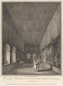 Im Painted Chamber, wie es im Jahr 1800 war, bevor der alte Wandteppich entfernt wurde