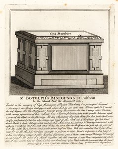 Muslimisches Grabdenkmal im Altarstil für Coya Shawsware oder Khwaja Shahsuwar (1582-1626), einen Kaufmann und Sekretär von Nogdi Beg, dem persischen Botschafter, ehemals in St Botolphs, Bishopsgate