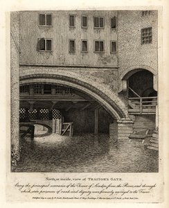 Nord- oder Innenansicht des Traitor’s Gate, Haupteingang zum Tower of London vom Fluss Thames