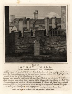Teil der alten Londoner Mauer im Kirchhof von St Giles, Cripplegate, London