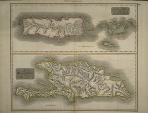 Porto Rico und Jungferninseln: Haiti, Hispaniola oder St. Domingo, 1817 (handkolorierte Gravur) von John Thomson
