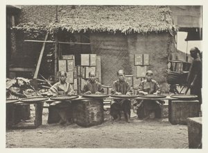 Teepflücken in Kanton, ca. 1868 von John Thomson