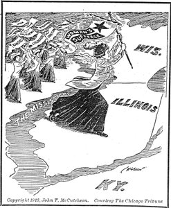 Überquerung nach Illinois, Karikatur